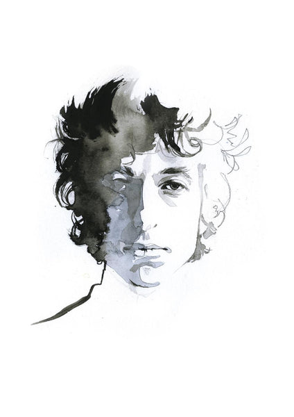 Music and Musicians Collection - Bob Dylan - Water Color Painting - Art Prints