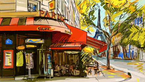 Paris Cafe Street - Large Art Prints by Sam Mitchell