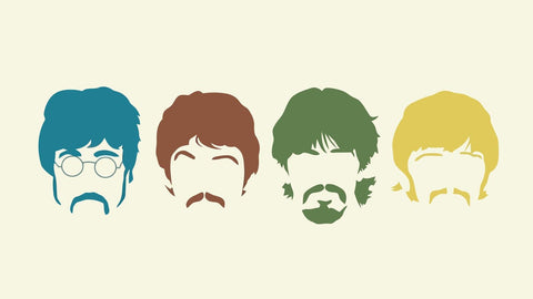 The Beatles Silhouette Haircut Mustache Members - Framed Prints
