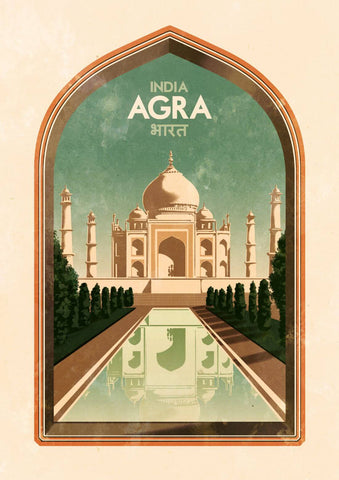 Taj Mahal Agra - Visit India - 1930s Vintage Travel Poster - Large Art Prints