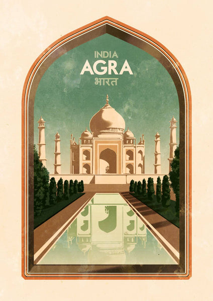 Taj Mahal Agra - Visit India - 1930s Vintage Travel Poster - Art Prints