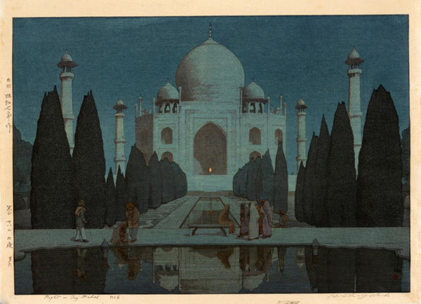 Taj Mahal In The Moonlight - Yoshida Hiroshi - Vintage 1931 Japanese Woodblock Prints of India - Canvas Prints