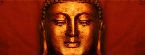 Meditating Buddha Red - Large Art Prints by Raghuraman