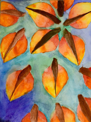 Tallenge Floral Art Collection - Contemporary Painting - Autumn Leaves - Large Art Prints by Lilly Milton