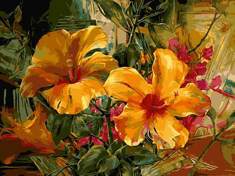Tallenge Floral Art Collection - Contemporary Painting - HIbiscus - Framed Prints by Michael Pierre