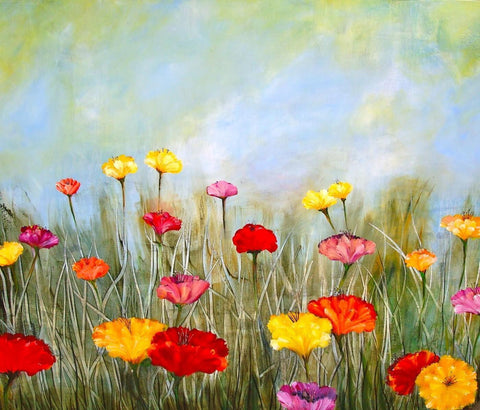 Tallenge Floral Art Collection - Contemporary Painting - Summer Field - Framed Prints