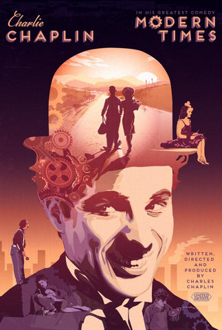 Tallenge Hollywood Collection - Charlie Chaplin - Modern Times - Vintage Movie Poster - Life Size Posters by Bethany Morrison