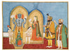 Indian Art Collection - Maharaja Gulab Singh of Jammu with a Sardar before a Vishnu Shrine - Framed Prints
