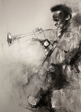Tallenge Music Collection - Jazz Legends - Miles Davis Painting - Large Art Prints by Bethany Morrison