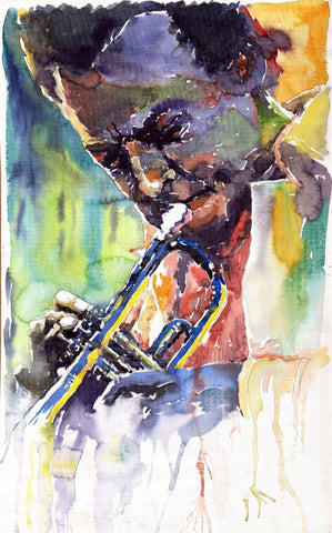 Tallenge Music Collection - Jazz Legends - Miles Davis Watercolor Painting - Large Art Prints