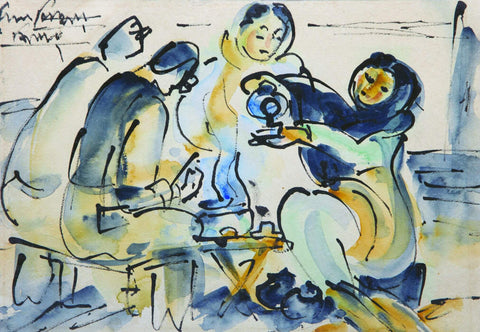 Tea Shop - Ramkinkar Baij - Bengal School Indian Painting - Framed Prints