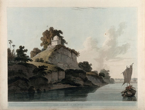 Temple On The River Ganges in Kara Uttar Pradesh - Thomas Daniell  - Vintage Orientalist Paintings of India - Large Art Prints