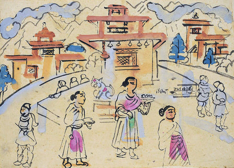 Temple - Benode Behari Mukherjee - Bengal School Indian Painting - Posters