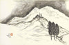 Temple On Hill Top - Nandalal Bose Ink Drawing- Bengal School Indian Painting - Canvas Prints
