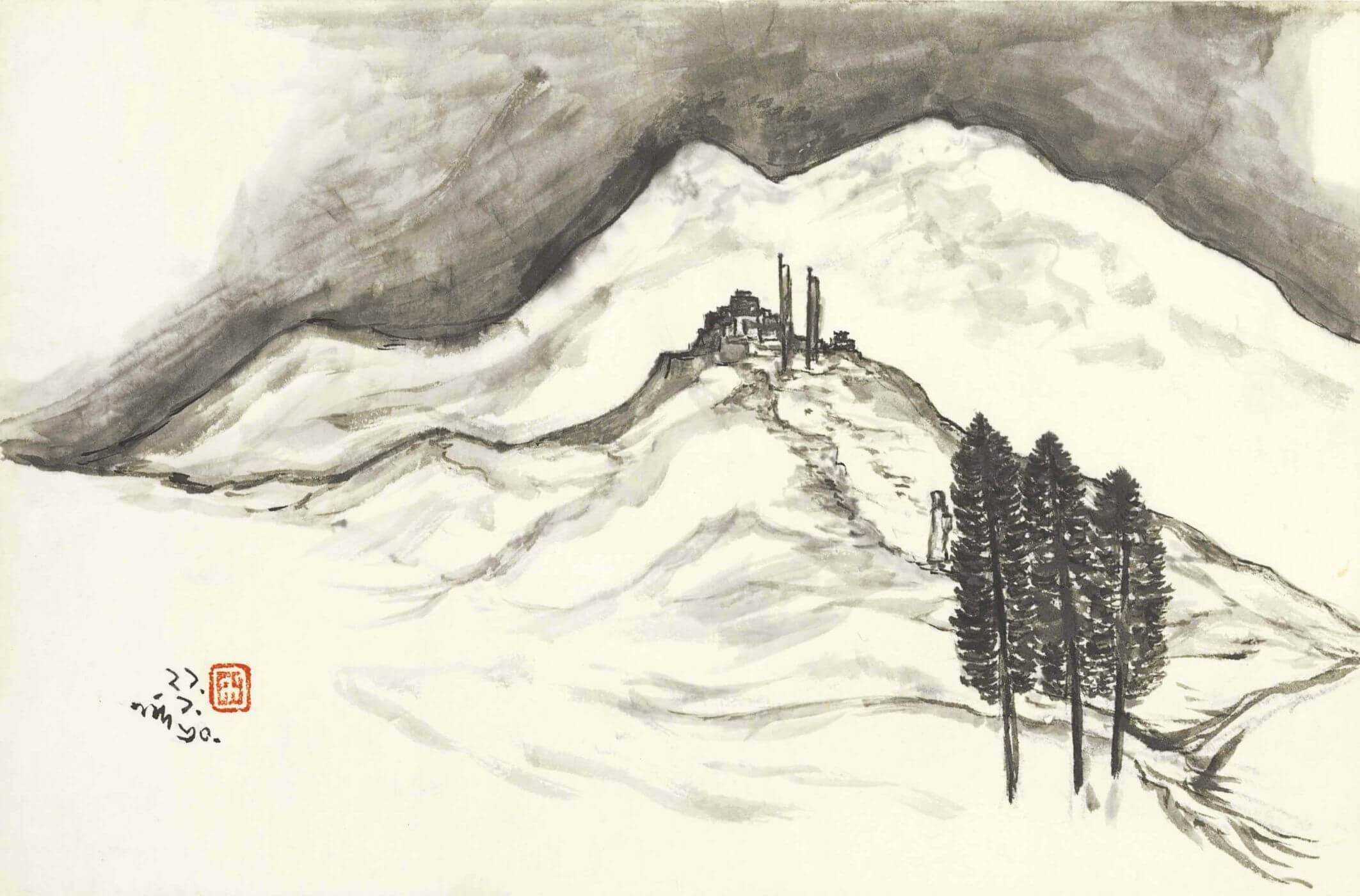 Pen Sketching Rocks, Mountains and Sky at Alabama Hills, the Mo Beach Sheet  by Eiko Tsuchiya - Fine Art America