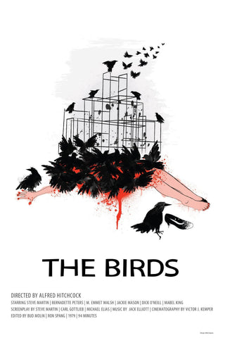 The Birds - Alfred Hitchcock Classic Horror Suspense Film Poster - Hollywood Movie Art Poster by Hitchcock