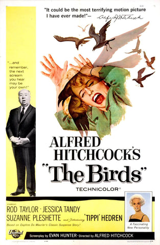 The Birds - Jessica Tandy - Alfred Hitchcock Classic Horror Suspense Film Vintage Poster by Hitchcock