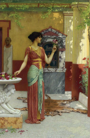 The Bouquet - John William Godward  - Orientalist Art Painting - Canvas Prints