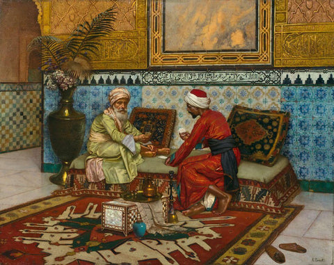 The Card Party (La Partie De Cartes) - Rudolf Ernst - Orientalist Art Painting - Art Prints