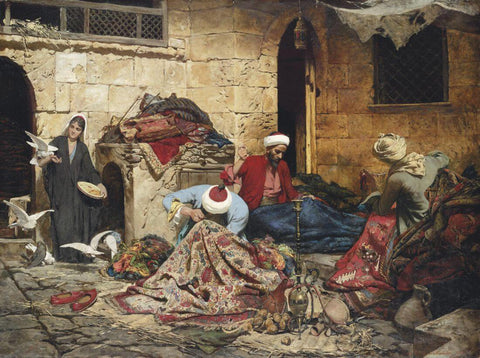 The Carpet Menders - Rudolf  Swoboda - Orientalism Art Painting by Rudolf Swoboda