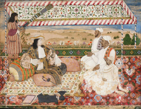 The Darbar Of Cornelis Van Den Bogaerde Of The Dutch East India Company  -Vintage Indian Miniature Art Painting - Life Size Posters