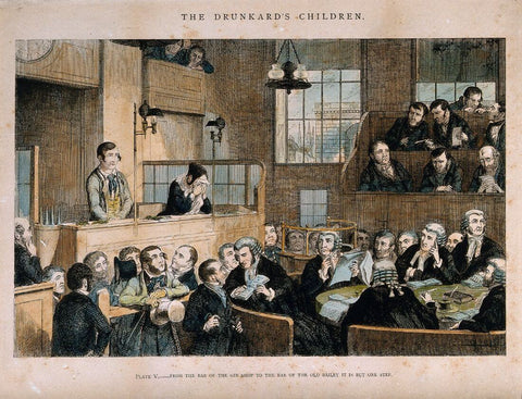 The Drunkard's Children - Law Office Illustrated Art Vintage Painting - Art Prints