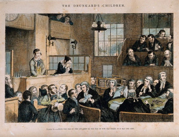 The Drunkard's Children - Law Office Illustrated Art Vintage Painting - Canvas Prints