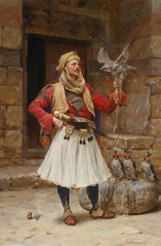 The Falconer - Paul Joanovits (Joanowitch) - Orientalist Art Painting - Framed Prints