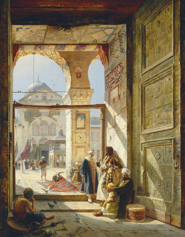 The Gate of the Great Umayyad Mosque in Damascus - Gustav Bauernfeind - Orientalist Art Painting - Framed Prints by Gustav Bauernfeind