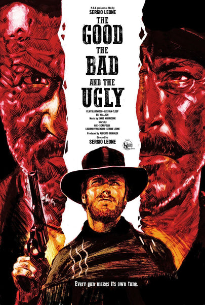 The Good The Bad And The Ugly - Clint Eastwood - Hollywood Spaghetti Western Movie Art Poster - Large Art Prints