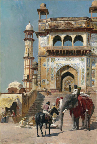 The Great Jami Masjid Mosque In Mathura (India) - Edwin Lord Weeks - Orientalist Indian Art Painting - Posters by Edwin Lord Weeks