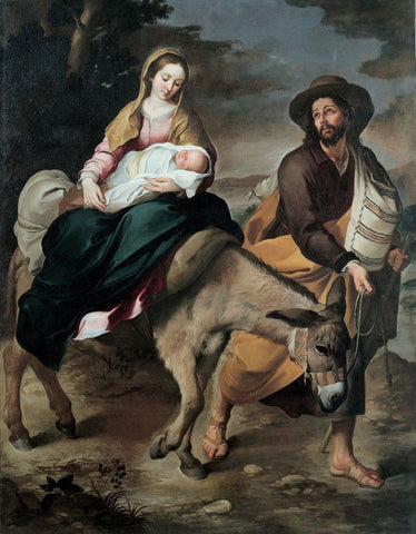 The Holy Family (Jesus Mary and Joseph) -  Bartolome Esteban Perez Murillo - Christian Art Religious 17th Century Painting by Bartolome Esteban Murillo