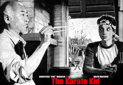 The Karate Kid - Ralph Macchio and Noriyuki Morita - Hollywood Martial Arts Movie - Art Poster - Posters by Movies