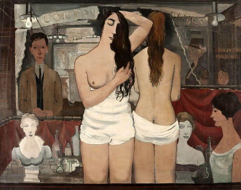 The Ladies’ Hairdresser ( Le coiffeur des dames) - Paul Delvaux Painting - Surrealism Painting - Canvas Prints