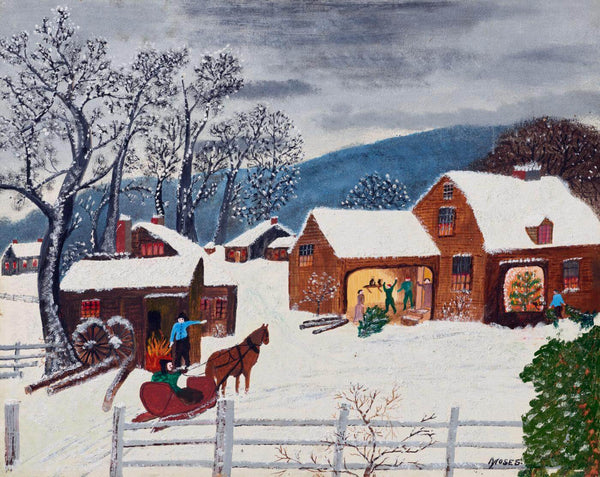 The Lonely Traveler - Grandma Moses (Anna Mary Robertson) - Folk Art Painting II - Posters