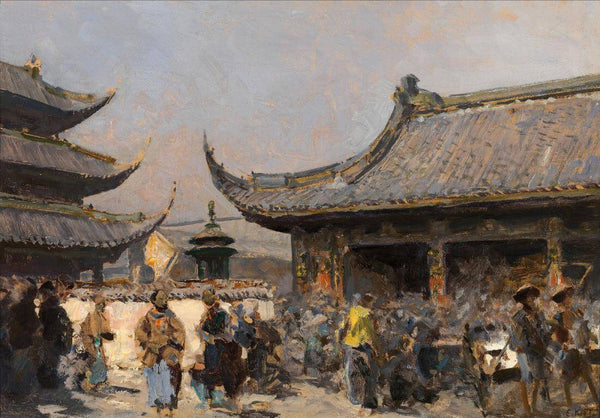 The Longhua Temple In Shanghai - Erich Kips - Vintage Orientalist Paintings of China - Canvas Prints