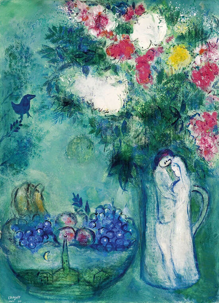 The Lovers - Couple With White Bouquet (Les Amoureux) - Marc Chagall Painting - Life Size Posters