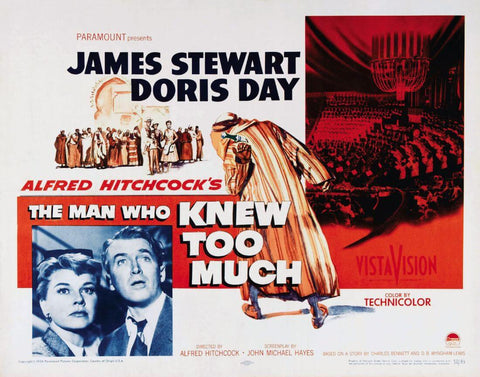 The Man Who Knew Too Much -James Stewart - Alfred Hitchcock - Classic Hollywood Movie Poster by Hitchcock