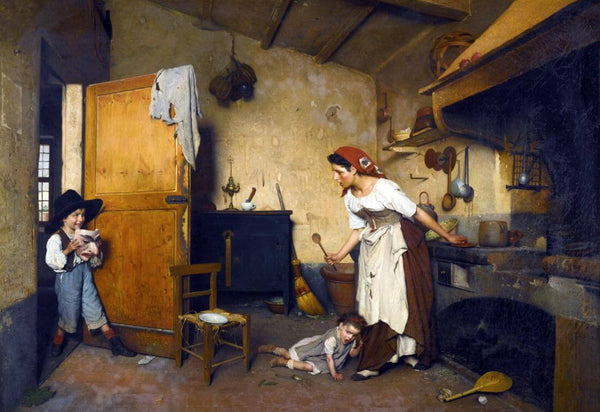 The Mask (La Maschera) - Gaetano Chierici - 19th Century European Domestic Interiors Painting - Life Size Posters