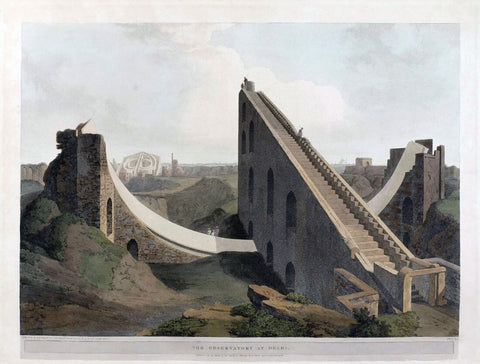The Observatory At Delhi (Jantar Mantar) - Antiquities Of India - Thomas Daniell  - Orientalist Painting by Thomas Daniell