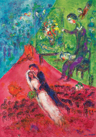 The Painter And The Bride In Three Colors - Marc Chagall - Modernism Painting - Life Size Posters by Marc Chagall