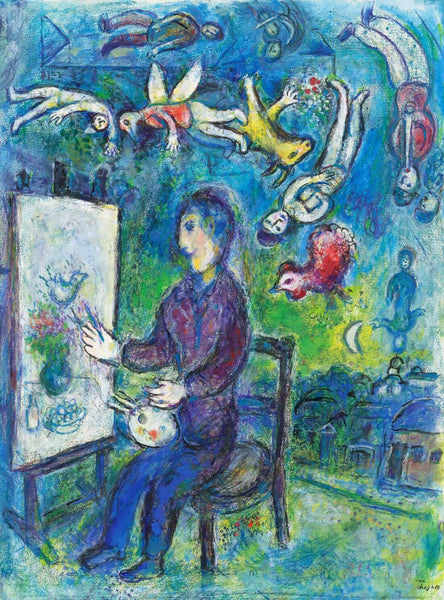 The Painter At The Easel (Du Peintre Au Chevalet) - Marc Chagall - Modernism Painting - Posters