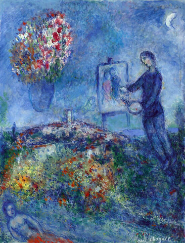 The Painter (Le Peintre) - Marc Chagall Self Portrait Painting by Marc Chagall