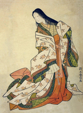 The Poetess Ono no Komachi - Suzuki Harunobu - Japanese Ukiyo Woodblock Painting - Life Size Posters