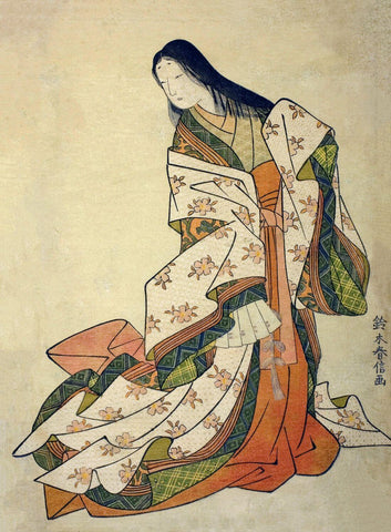 The Poetess Ono no Komachi - Suzuki Harunobu - Japanese Ukiyo Woodblock Painting by Suzuki Harunobu