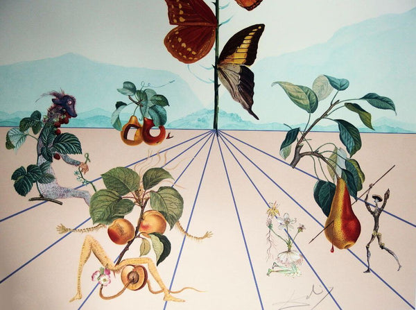The Red Butterfly (La Rose Papillon) - Salvador Dali Fruit Series Painting - Framed Prints