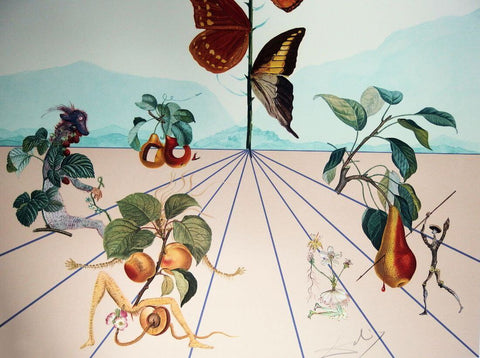 The Red Butterfly (La Rose Papillon) - Salvador Dali Fruit Series Painting by Salvador Dali