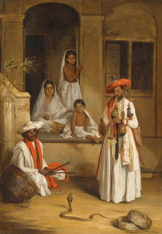 The Snakecharmer - Arthur William Devis - Vintage Orientalist Paintings of India - Life Size Posters