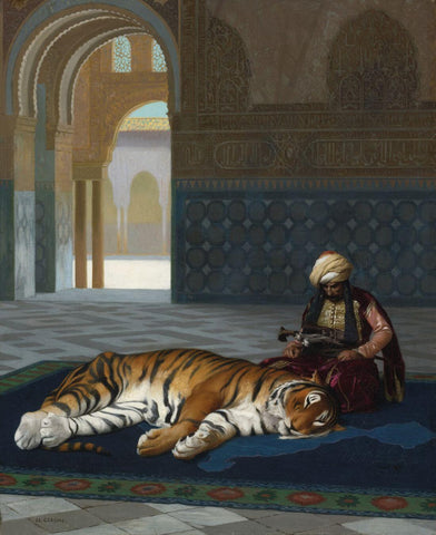 The Tiger And Guardian - Jean-Leon Gerome - Orientalism Art Painting by Jean Leon Gerome