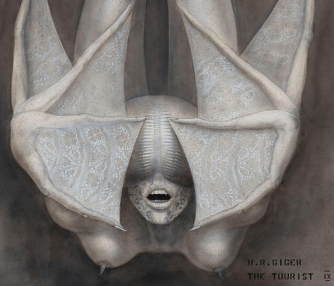 The Tourist IX (Hanging Alien Looking Dying Spider) Detail - H R Giger - Sci Fi Futuristic Art Painting - Large Art Prints by H R Giger Artworks